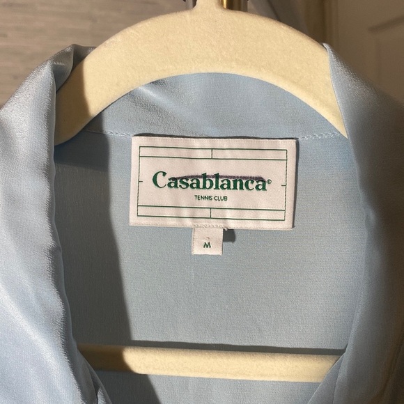 NEW‼️ CASABLANCA EMBROIDERED LOGO SHORT SLEEVE SHIRT LIGHT BLUE - Picture 3 of 11